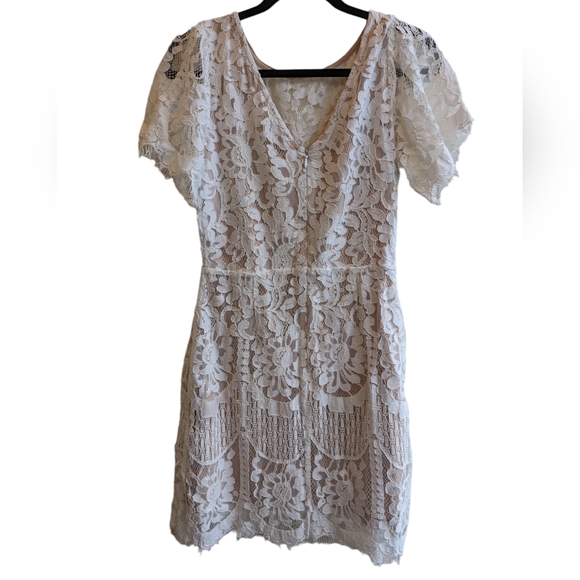 Lulu's Pearson White Lace Short Sleeve Dress - Picture 2 of 7